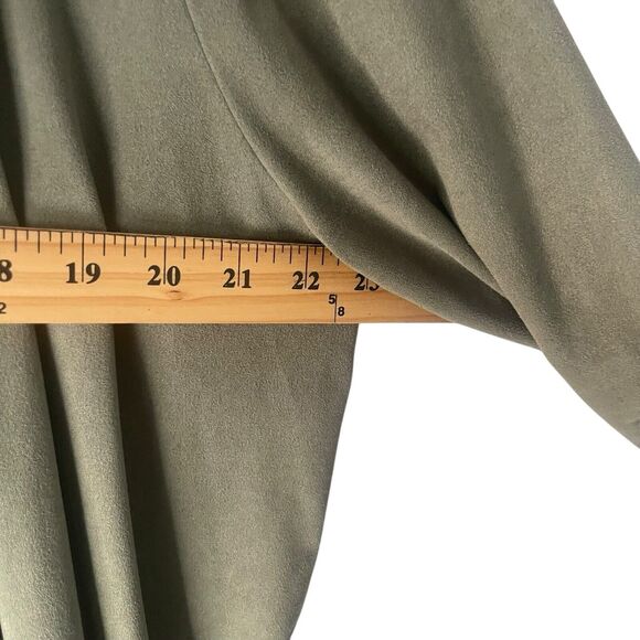 Gilli Size Large Green Faux Suede Open Front Duster Long Cardigan Top - Picture 8 of 8